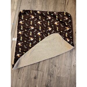 Garanimals Monkey Baby Blanket Walmart Brown Velour Tan Sherpa Bird Vines Leaves